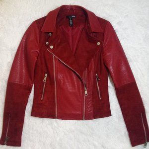 AQUA (Bloomingdale's) Moto Jacket. Two-tone Red Jacket Size XS *EUC*